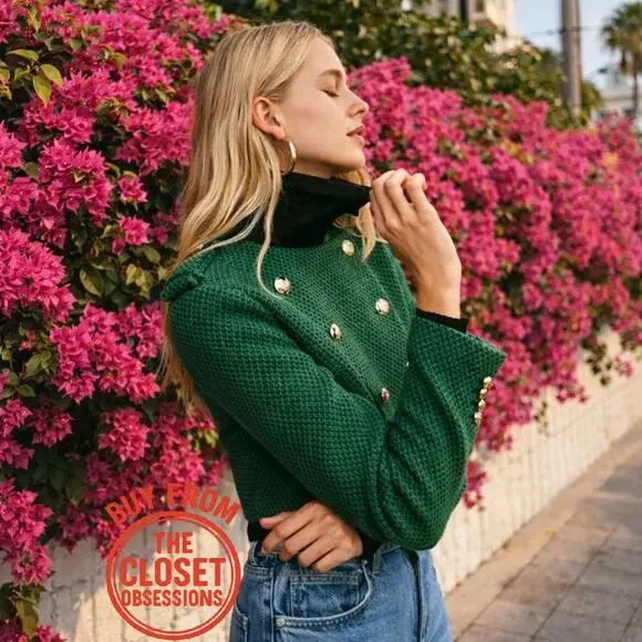 RARE! ZARA Green Cropped Jacket NWT – Blogger Favorite ✨ Size L - Picture 5 of 16